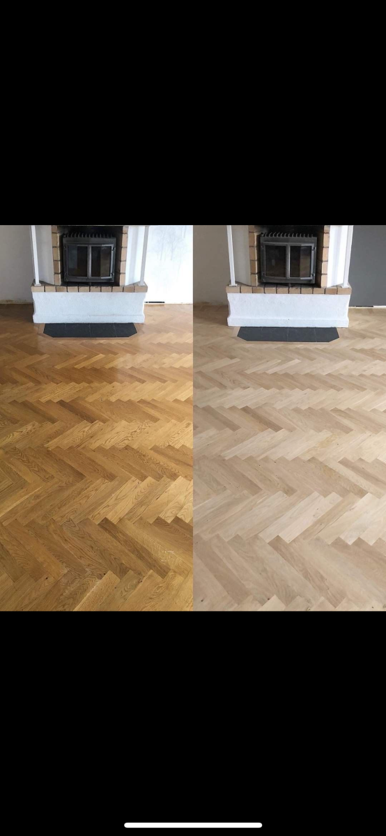 Renovované dubové parkety ve stromečkovém vzoru